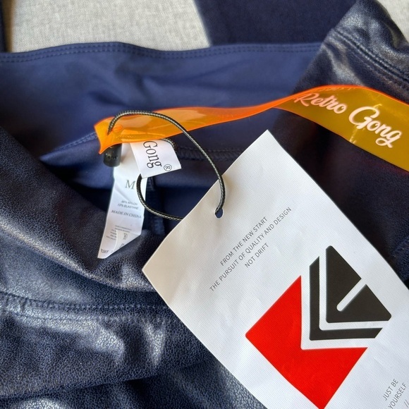 Retro Gong Faux Leather Leggings Stretch High Waisted Pleather - Picture 4 of 8